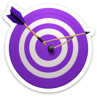 purple archery target with a arrow in the bullseye sticker