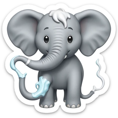 elephant with  toothpaste sticker