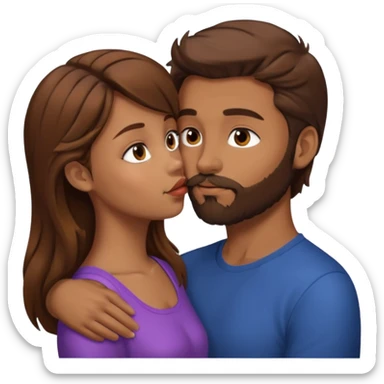 Man with brown hair and a beard kissing a girl with brown hair sticker