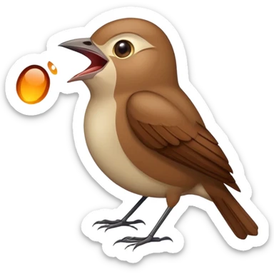 nightingale bird singing with open beak sticker