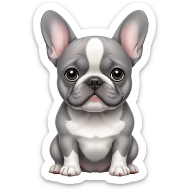 Grey, white, French bulldog sticker