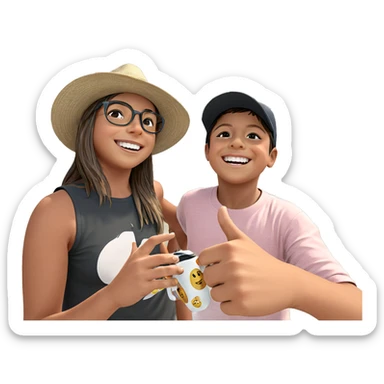 smiling girl and boy outdoors sticker