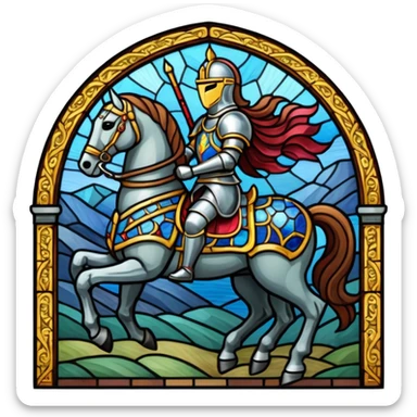 a horse knight in stained glass style sticker