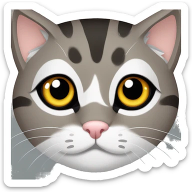 European cat grey brown white black with hazel eyes iOS 18 style  sticker