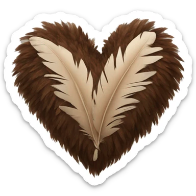 Brown heart made of turkey feathers sticker