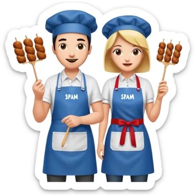 spam artists welcoming guests at a spam meat art gallery exhibition  sticker