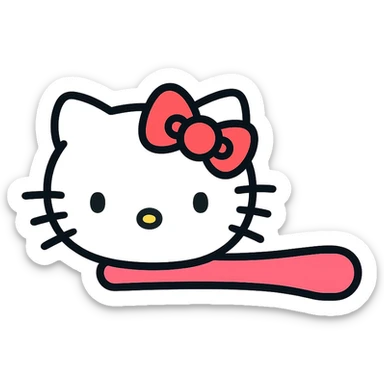 Hello Kitty hairpin, color outline icon style sticker