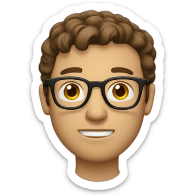 Man with brown hair and glasses who thinks about something sticker