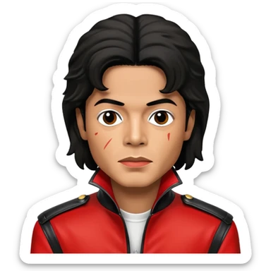Michael Jackson with his Thriller jacket sticker