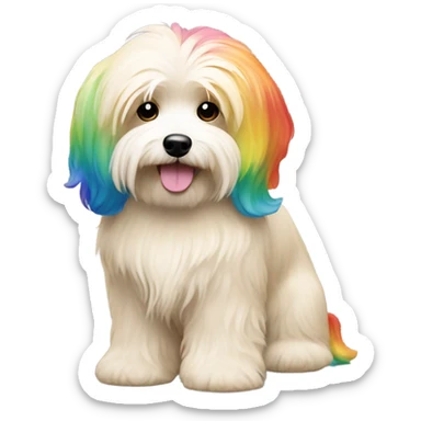Cream colored havanese with RAINBOW dyed TAIL (NOT RAINBOW EARS) sticker