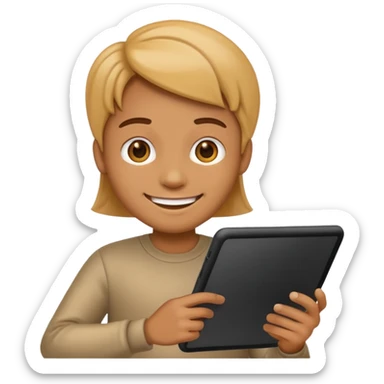 emoji holding and drawing on tablet sticker