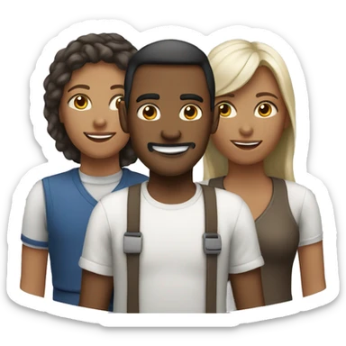 three to five people, different skin tone and look. let them be centered in a circle and look like employes sticker