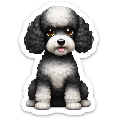 Hembra poodle mini toy negra con lacitos sticker
