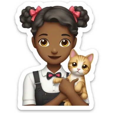Cute girl with bows with a cat sticker
