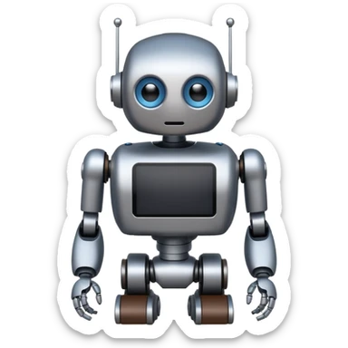 I want atom from reel steel that has gray body with black screen and blue eyes  form the screen and a brown top a  robot his face is the screen  sticker