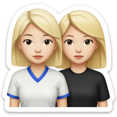 aisan girl and white girl with blonde hair going to the club sticker