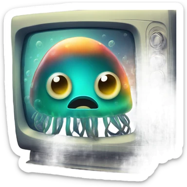 Jelly fish watching T.V sticker