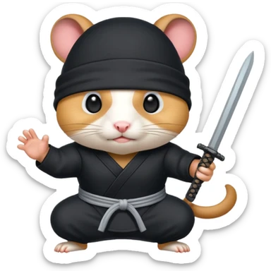 black ninja hamster sticker