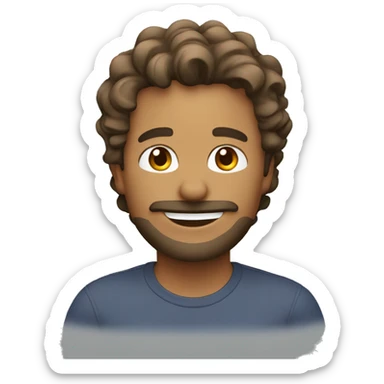 Happy man with wavy hair and light goatee sticker