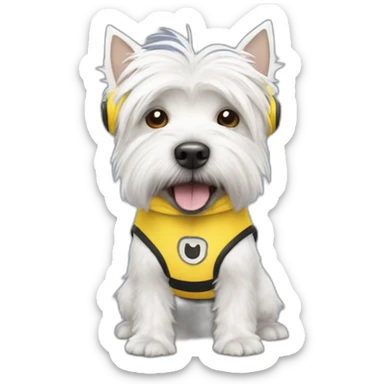 Whest Highland White Terrier dressed as minion sticker