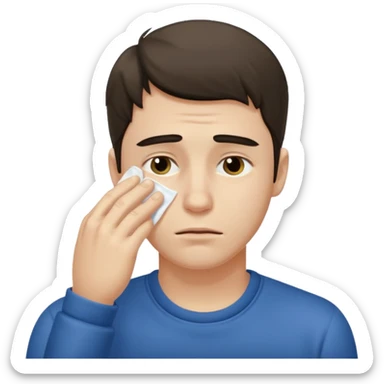 25 year old man wiping tear from his eye in remembrance of their younger days sticker