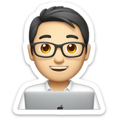 japanese software engineer no glasses with macbook sticker