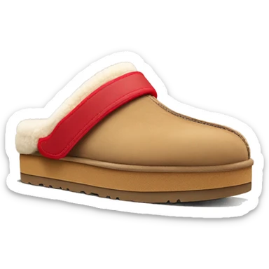 Ugg platform  camel color slippers with red line on the cuff sticker