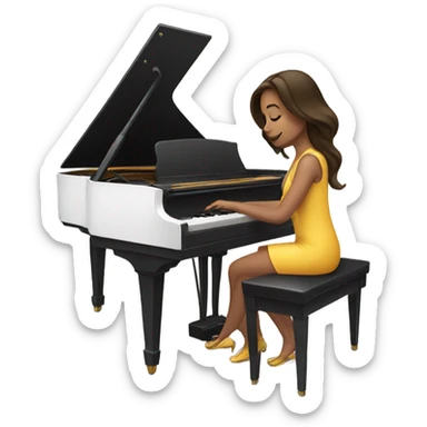 brunette emoji girl playing piano sticker