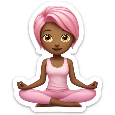 Pink hair, girl doing yoga with light pink outfit sticker