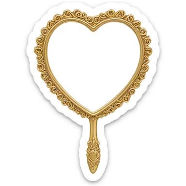 Gold intricate heart shaped vanity mirror  sticker