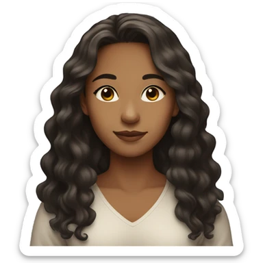 A young woman with light brown skin, black wavy long hair  sticker