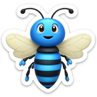 a totally blue bee in clouds sticker