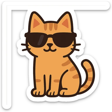 flat toon style cat wearing sunglasses sticker