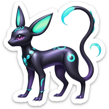 Shiny Ethereal Celestial Futuristic Modern Cyber-Salandit-Umbreon-Espeon-Hybrid (Full body) sticker