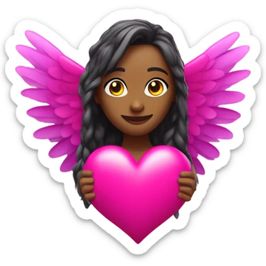 Hot Pink Heart with wings  sticker