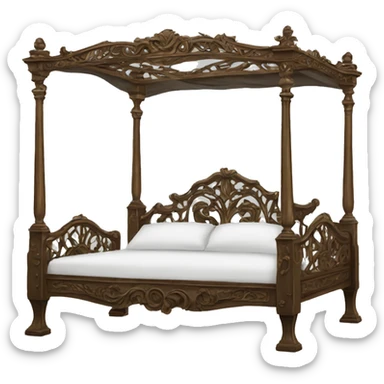 antique ornate canopy bed sticker