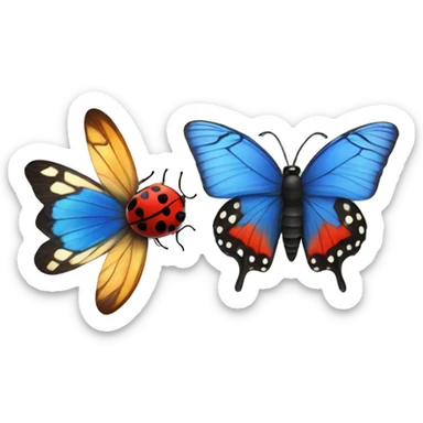 blue butterfly with ladybug  sticker