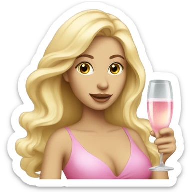 Pretty blonde lady with flowing hair drinking pink champagne sticker