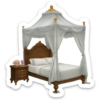 antique canopy princess bed sticker