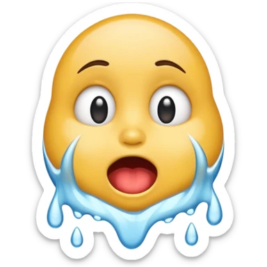 Make it emoji not a person Drooling and face wet and water is white sticker