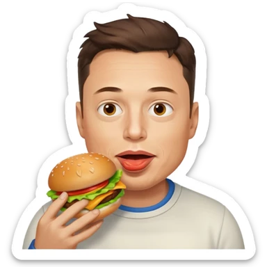 Elon Musk eat hamburger  sticker