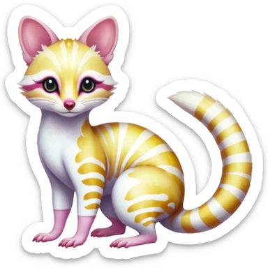 Iridescent white albino colorful fruity blingy crystalline Genet-Numbat-Ocelot-Tanuki-Ocicat-hybrid-fusion, full body sticker