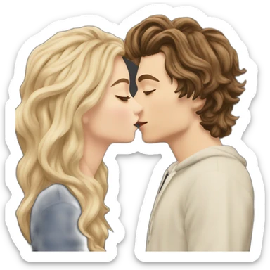 Harry styles kissing with girl long blone wavy har sticker