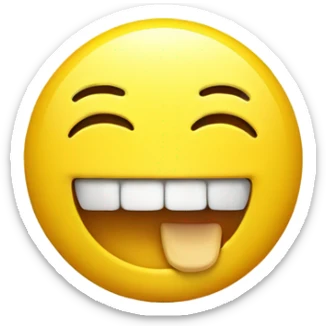 Yellow smiley with yellow bone in mouth sticking one end out sticker