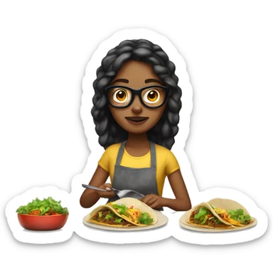 hipster girl cooking tacos sticker