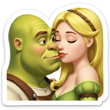 Girl kissing shrek sticker