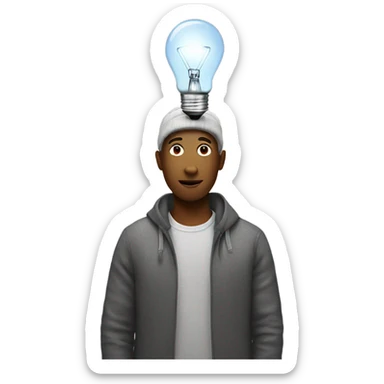 Person with an illuminated lightbulb above their head sticker