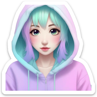 Cute Edgy Gothic Pastel Gradient Beautiful Anime Emo Hoodie Techwear Lady sticker