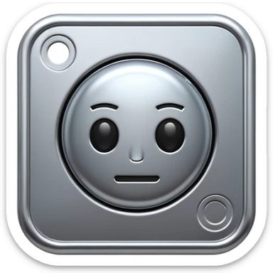 A futuristic microchip emoji made of polished silver chrome, minimal circuit details, smooth metallic surface, soft lighting, iOS emoji style, centered, clean white background sticker