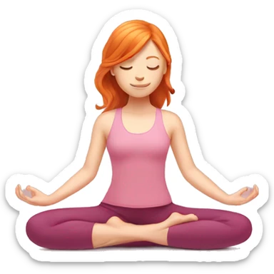 ginger girl doing yoga in pink tones sticker